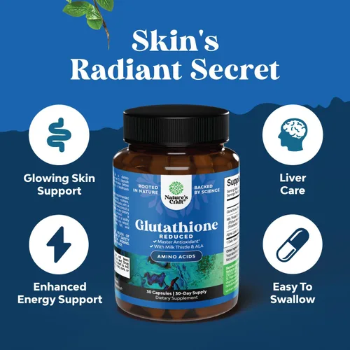 Miniatura 4 de Natures Craft Paquete de suplemento reducido de glutatión con ácido glutámico y proteína de colágeno múltiple en polvo para mujeres y hombres sin