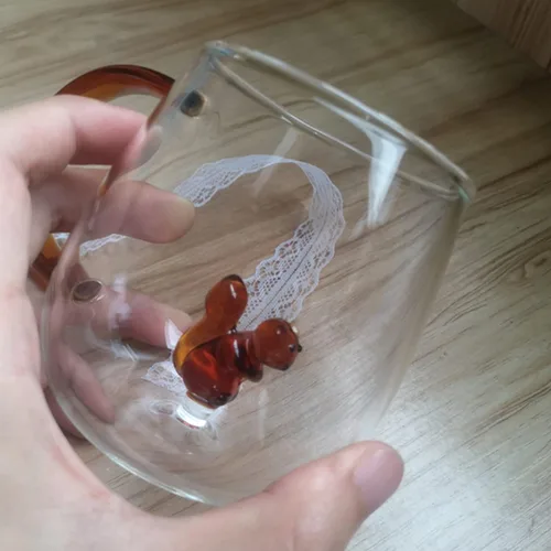 Miniatura 12 de Vasos de vidrio, patrón tridimensional transparente, bebidas de bar, taza de café helado, vaso de jugo, transparente (taza de delfin)