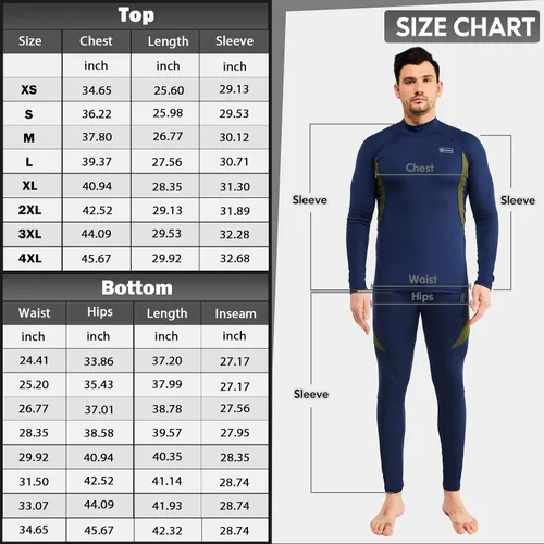 Miniatura 6 de romision Thermal Underwear for Men Long Johns Fleece Lined Hunting Gear Bottom Top Set Base Layer for Cold Weather XS-4XL