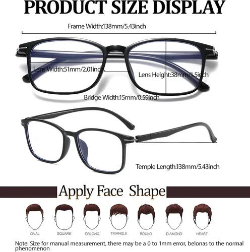 Miniatura 6 de Gafas de lectura para hombres/mujeres, 3 pares de anteojos, lectores de luz azul, anteojos de computadora, lectores de computadora