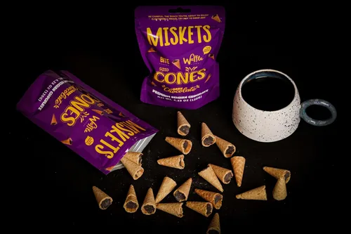 Miniatura 3 de Mini conos de gofre con lácteos, relleno de chocolate oscuro, aperitivo crujiente del tamaño de un bocado, regalo para niños y adultos, 4.23 onzas