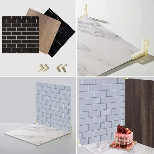 Miniatura 5 de Tablero grande de fondo de fotos de 24 x 24 pulgadas: 3 piezas de 6 patrones de fondos de fotografía de productos para joyería de alimentos, kit