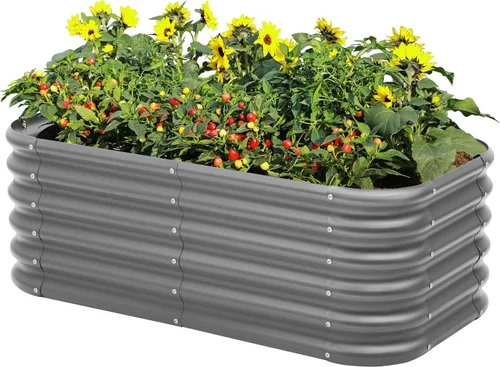 Miniatura 23 de Paquete de 2 camas de jardín elevadas galvanizadas de 2 x 1 pies, cama para macetas al aire libre, jardinera de metal para jardinería y plantación