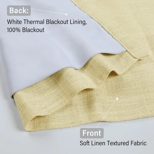 Miniatura 4 de Frelement Cortinas plisadas opacas completas para barra transversal y pista, cortinas texturizadas de lino para dormitorio, sala de estar, cortinas