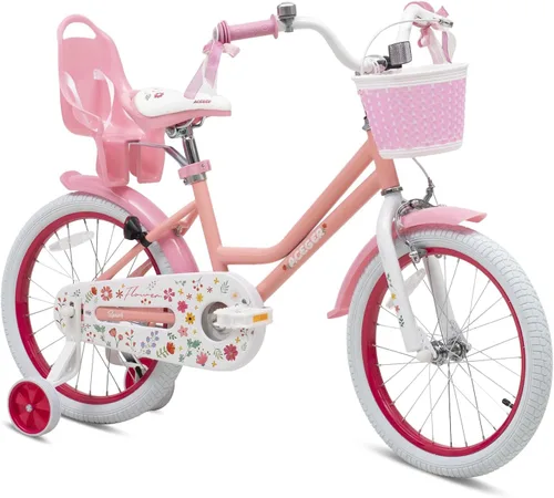Miniatura 10 de ACEGER Girls Bike with Basket for Ages 2-12 Years Old Kids, 12 14 16 18 Inch with Training Wheels，Princess Style with Streamers, Handbrake & Coaster