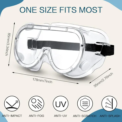 Miniatura 3 de Macarrie 50 gafas de seguridad antivaho a granel anti arañazos gafas de laboratorio para hombres mujeres enfermeras química médica trabajo