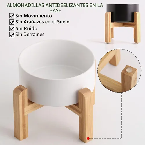 Miniatura 4 de Petygooing Cuenco de cerámica blanco elevado/alzado para perros de razas pequeñas, plato de comida y agua para perros con soporte, cuenco