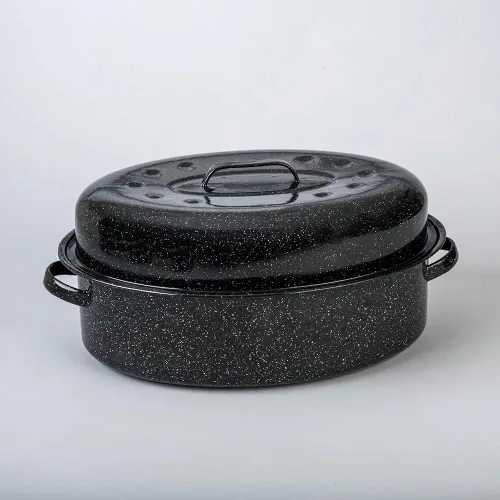 Miniatura 2 de Granite Ware Tostador ovalado cubierto de 19 pulgadas, capacidad de 20 libras, utensilios de cocina de acero esmaltado, apto para lavavajillas y sin