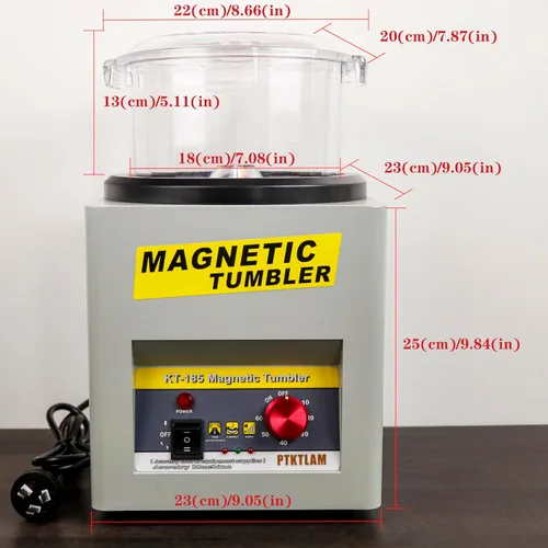 Miniatura 2 de Vaso magnético, pulidor de joyas con barril de pulido de 7.1 pulgadas (7.087 in) y pasadores de pulido de 7.05 oz para joyas, rotación automática