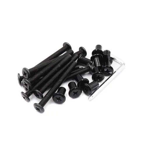 Miniatura 7 de Paquete de 10 tornillos de conexión Phillips M6 de 0.632 pulgadas, color negro, para muebles, camas y armarios