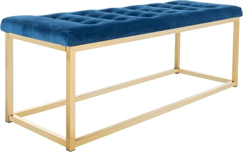 Miniatura 6 de SAFAVIEH Home Collection - Reynolds - Banco de acento tapizado copetudo color beige, banco de marco abierto estilo Parsons moderno para dormitorio