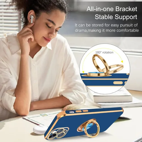 Miniatura 5 de BENTOBEN Funda para iPhone 13 Pro con Soporte de Anillo de 360 Grados con Función de Atril Soporte Magnético para Montaje en Coche, Funda Protectora