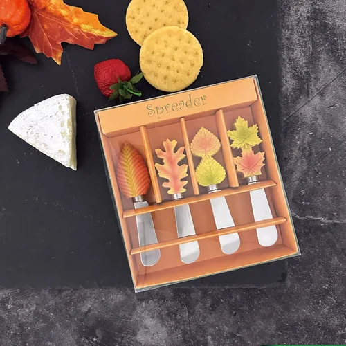 Miniatura 3 de Supreme Housewares Fall Leaves - Esparcidores de queso, asas de resina pintadas a mano con cuchillas de acero inoxidable para untar queso crema