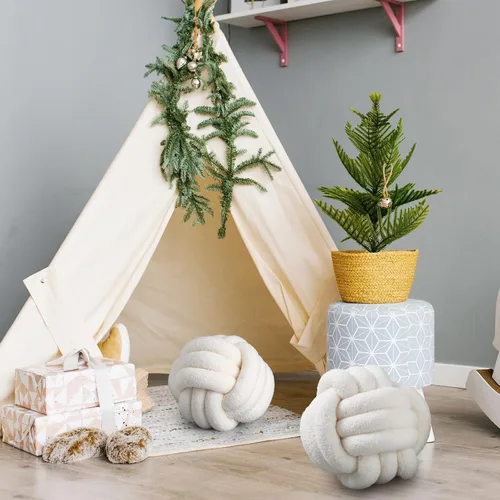 Miniatura 5 de Namalu 2 almohadas de nudo decorativas para el hogar, redondas, de felpa, con círculos anudados, suaves para habitación, sofá, hogar, cama, suelo