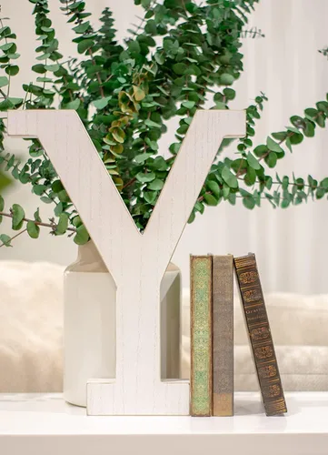 Miniatura 23 de BARNWOODUSA LLC Letras rústicas grandes del alfabeto, monograma de madera de pie para decoración de mantel y chimenea, bloques decorativos de letras