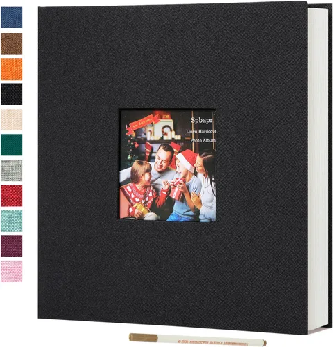 Miniatura 12 de Spbapr - Álbum de fotos grande autoadhesivo de 3 x 5, 4 x 6, 5 x 7, 8 x 10, álbum de recortes magnético, 40 páginas en blanco, cubierta de lino, Azul