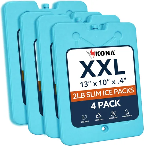 Miniatura 10 de Kona - Paquetes refrigerantes, no requieren hielo, reutilizables, de larga duración (-5C), grandes y delgados, se congelan en 25 minutos.
