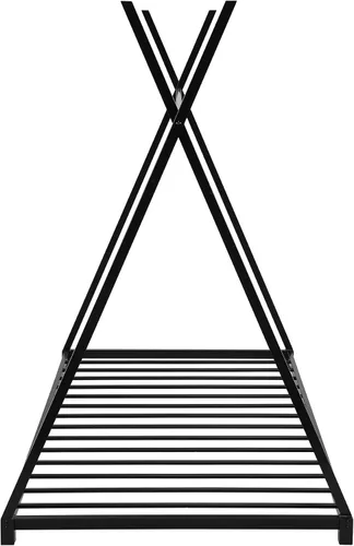 Miniatura 6 de SOFTSEA Marco de cama con plataforma de cama de piso doble con estructura triangular Negro