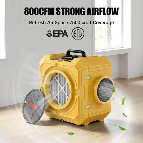 Miniatura 3 de Depurador de aire Hepa 800CFM con filtración de 4 etapas, máquina de aire negativo apilable, purificador de aire comercial con filtros Amarillo-1