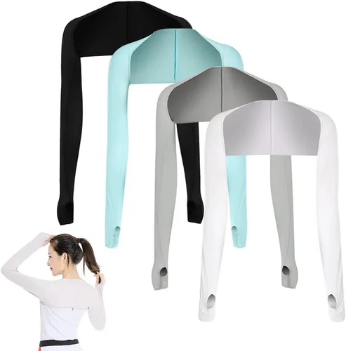 Miniatura 24 de 4 fundas de chal de enfriamiento con agujeros para los dedos, chal de enfriamiento para mujer, fundas de brazo anti UV, transpirables y cómodas