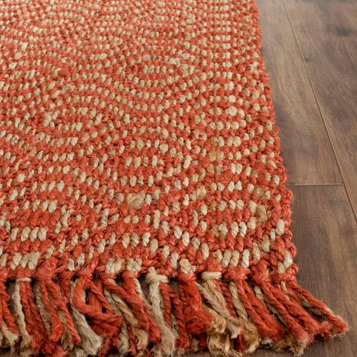 Miniatura 4 de SAFAVIEH Natural Fiber Collection NF445A - Alfombra de pasillo de 2 pies 6 pulgadas x 8 pies, color óxido, hecha a mano con flecos, ideal para zonas