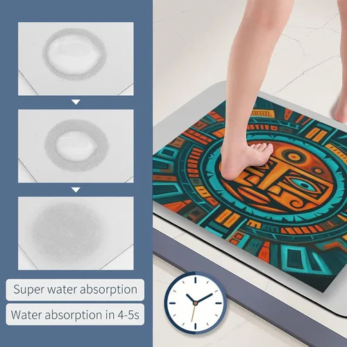 Miniatura 6 de Alfombra de baño de color naranja brillante, turquesa, verde azulado, azul, piel de napa, antideslizante, ultra suave y súper absorbente, alfombra