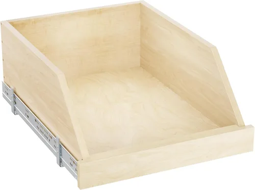 ROOMTEC Organizador de gabinete extraíble con correderas de riel de extensión completa, estante extraíble de madera para armario de cocina,
