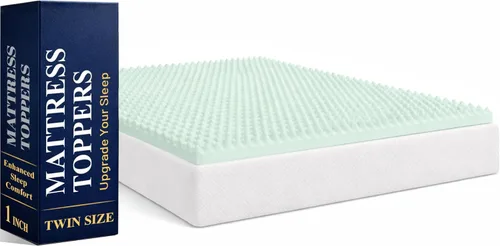 Miniatura 22 de Greaton, Cubrecolchones de espuma viscoelástica de gel contorneado de 1 pulgada para mayor comodidad y apoyo, individual, azul.
