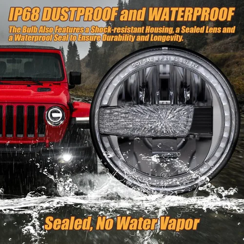 Miniatura 5 de 2023 Ultra brillo 7 pulgadas halo LED reflector redondo H6024 faro DRL haz alto y bajo estilo Bronco compatible con Jeep Wrangler TJ JK CJ Miata