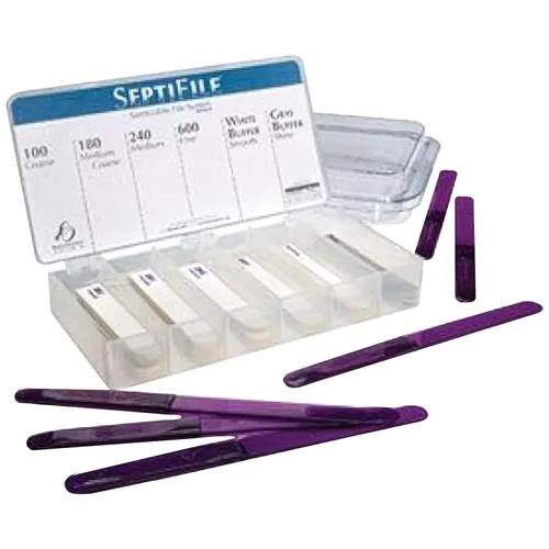 Miniatura 6 de Backscratchers SeptiFile - Bandeja de almacenamiento de 6 unidades, limas de uñas reemplazables de doble cara, color blanco y gris