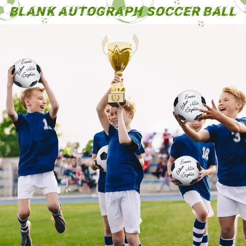 Miniatura 4 de Jenaai Balón de fútbol oficial con autógrafo en blanco para firmar regalo de fútbol con dos paneles blancos para fiesta nocturna de personas
