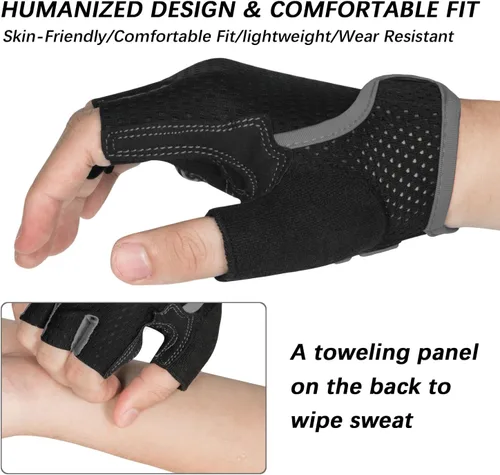 Miniatura 3 de MOREOK Guantes de ciclismo para hombresmujeres-almohadilla de gel de 0.197 in Guantes de ciclismo de medio dedo para ciclismo, levantamiento