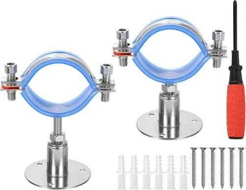 Miniatura 12 de uxcell Soporte de tubería de acero inoxidable para montaje en pared, soporte de tubo de montaje en techo, altura ajustable de 1.181-1.969 in