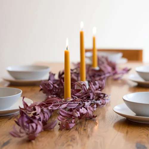 Miniatura 7 de Bluecorn Beeswax Velas cónicas 100 % pura y natural de abejas, par de velas cónicas naranjas de 10 pulgadas, combustión limpia y sin goteo, sin