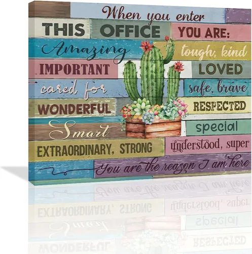 Miniatura 18 de At In This Office - Arte de pared inspirador para oficina, citas motivacionales, imágenes, lienzo, arte de pared con texto en inglés, We Are A Team