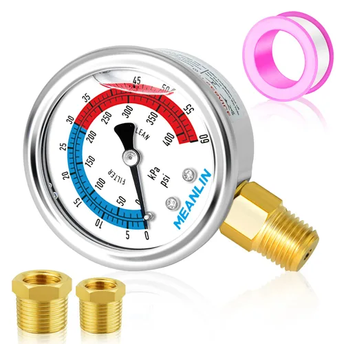 Miniatura 13 de MEANLIN MEASURE Caja de manómetro NPT de 0-60 Psi de 1/4" con dial para seleccionar filtro, 3-2-3% de precisión, montaje inferior, con 1/2" NPT