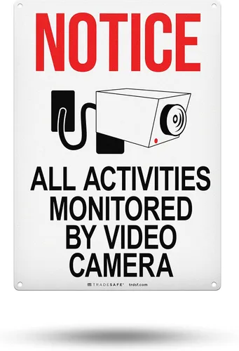Miniatura 7 de TRADESAFE Señal de videovigilancia - Monitoreadas con la Videocámara Señal de Seguridad de Aluminio Español, Instalación Rápida, Reflectante de Luz