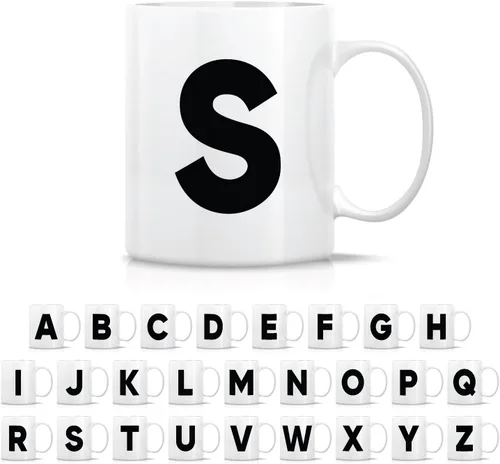 Miniatura 24 de Retreez Taza con monograma con monograma del alfabeto de la A a la Z con inicial, tazas de café de cerámica de 11 onzas – Agradecimiento