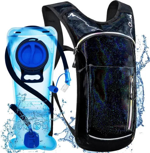 Miniatura 8 de Mochila de hidratación con vejiga de agua de 2 L, mochila de agua para raves, paquete de hidratación de aislamiento ligero para hombres y mujeres