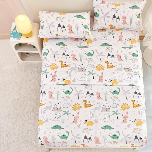 Miniatura 40 de Yibeizi juego de sábanas blancas tamaño individual, sábanas para niños de microfibra con bolsillos profundos, lindo juego de sábanas y fundas