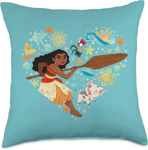 Miniatura 5 de Disney Princess Moana HEI Pua Collage - Almohada de corazón, 16 x 16 pulgadas, multicolor