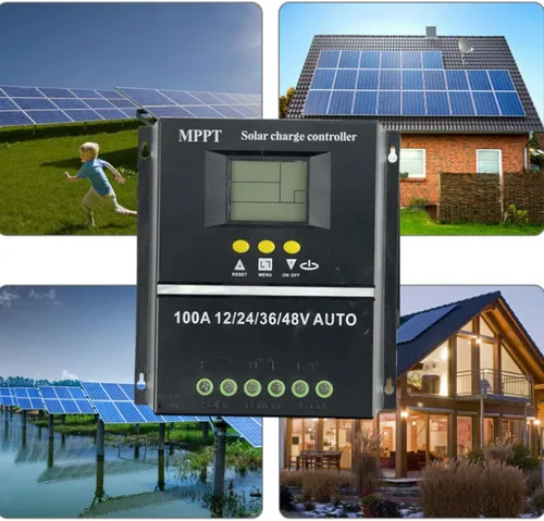 Miniatura 5 de BVCL Controlador de carga solar MPPT 100A, detección automática de 12V-48V, pantalla LCD, puerto USB, negro