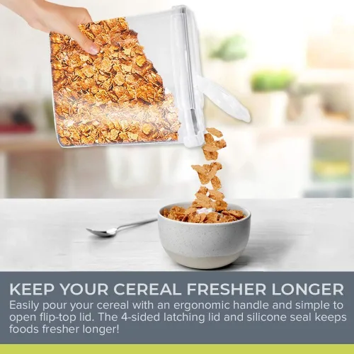 Miniatura 3 de Simply Gourmet Recipientes herméticos para cereales con tapas – Juego de organización de despensa de cocina alto de 4 piezas, plástico transparente