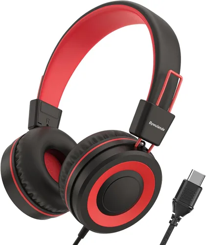 Miniatura 13 de Bywulanda Auriculares USB Tipo C Mejorados para Niños para la Escuela, Volumen Seguro Limitado de 94dB, Sonido Estéreo HD, Auriculares Plegables
