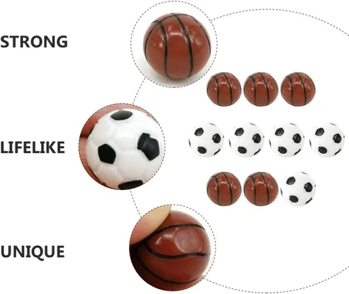 Miniatura 3 de Kisangel Juego de 10 piezas de resina deportiva de fútbol, casa de muñecas de fútbol, mini juego de baloncesto para casa de muñecas, suministros