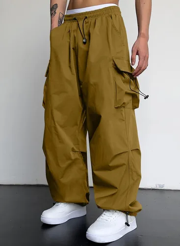 Miniatura 2 de JMIERR Pantalones cargo holgados para hombre, estilo casual, de paracaídas, holgados, con bolsillos, para uso urbano