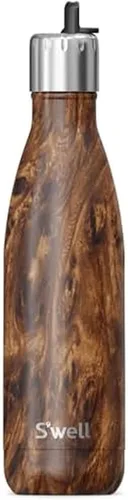 Miniatura 6 de S'well Botella de agua de acero inoxidable con tapa de popote abatible y asa, 17 onzas, End Zone, recipientes aislados al vacío de triple capa que