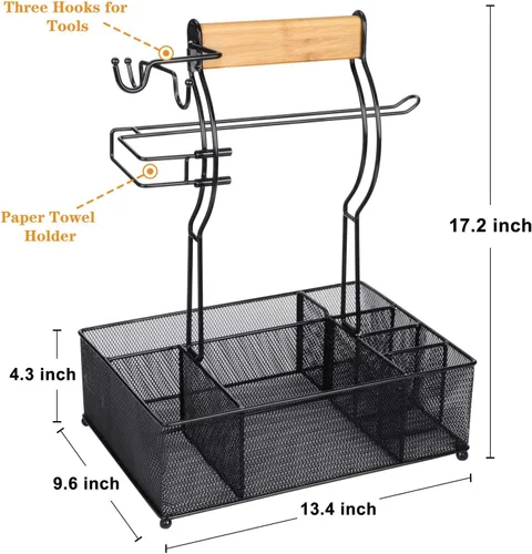 Miniatura 11 de FANGSUN Organizador para parrilla, organizador de barbacoa con soporte para toallas de papel, organizador de utensilios de condimentos de picnic