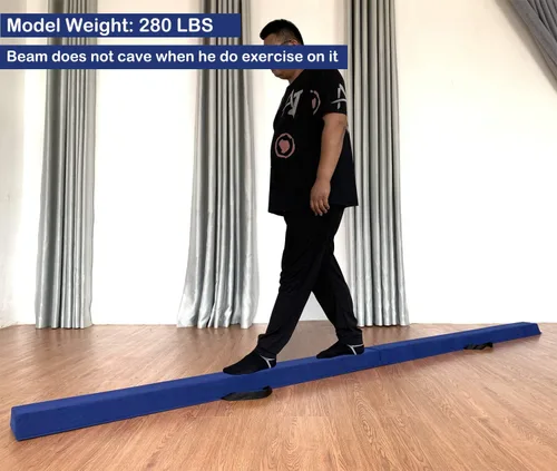 Miniatura 2 de MARFULA Viga de Gimnasia Plegable de 6 PIES / 8 PIES / 9 PIES Viga de Equilibrio de Espuma para Suelo - Extra Firme - Cubierta de Gamuza - Parte Azul