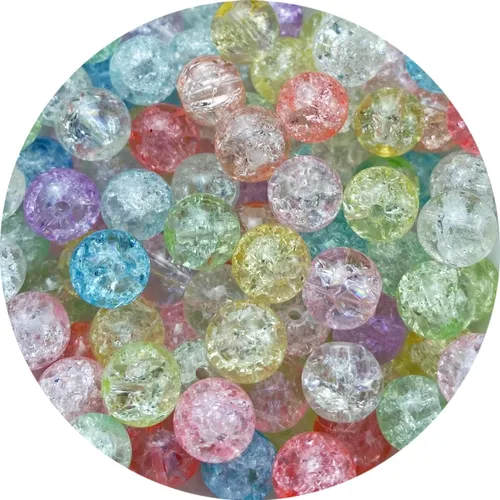 100 cuentas de cristal agrietado redondas de 0.315 pulgadas (0.315 in), cuentas espaciadoras para hacer joyas, collares, pulseras, aretes, Mezcla de